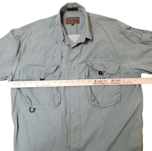 Men's Browning Short Sleeve Shirt. Khaki Green. LG - Picture 8 of 10